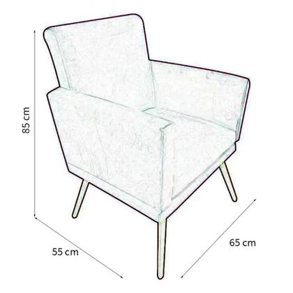 Imagem de Kit 02 Poltronas Decorativa Nina com rodapé e Puff redondo Triângulos-Maitê Moda Casa