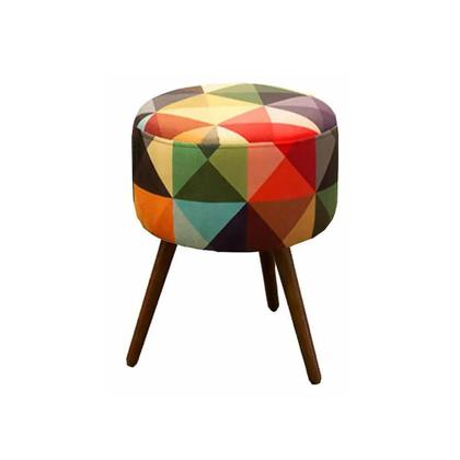 Imagem de Kit 02 Poltronas Decorativa Nina com rodapé e Puff redondo Triângulos-Maitê Moda Casa