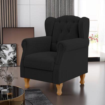 Imagem de Kit 02 Poltronas Decorativa Para Sala De Estar Yara P02 Bouclê Preto - Lyam Decor