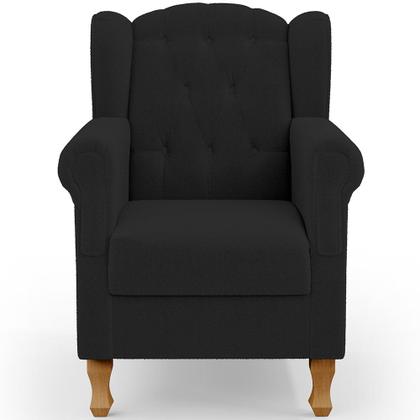 Imagem de Kit 02 Poltronas Decorativa Para Sala De Estar Yara P02 Bouclê Preto - Lyam Decor