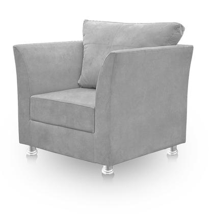 Imagem de Kit 02 Poltronas Decorativa para Sala e Quarto Lisboa Suede Cinza Claro