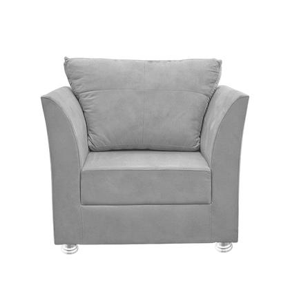 Imagem de Kit 02 Poltronas Decorativa para Sala e Quarto Lisboa Suede Cinza Claro