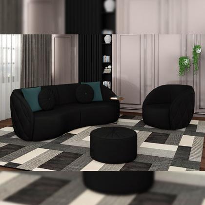 Imagem de Kit 02 Poltronas Decorativa Para Sala Living Olimpo M03 Veludo Preto - Lyam Decor