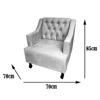 Imagem de Kit 02 Poltronas Decorativa Pés Luis XV Gênises Encosto Estilo Capitonê Suede Branco - DS Estofados