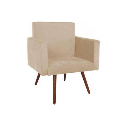 Imagem de Kit 02 Poltronas Decorativa Pés Palito Nina Napa Bege - SA Móveis