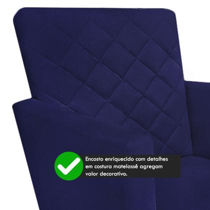 Imagem de Kit 02 Poltronas Decorativa+ Puff Maitê Azul Marinho camarim - 2M Decor