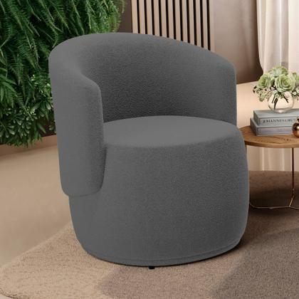 Imagem de Kit 02 Poltronas Decorativas Aisha Orgânica Bouclê Cinza Escuro - Desk Design