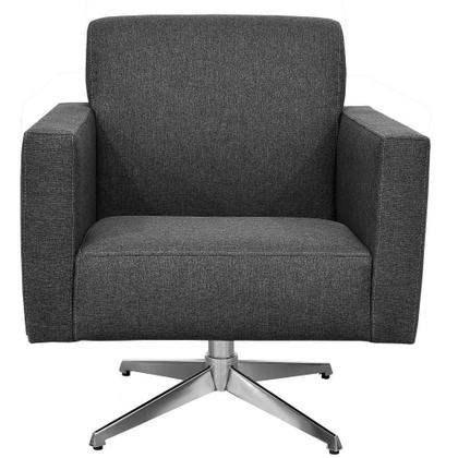 Imagem de Kit 02 Poltronas Decorativas Base Giratória Para Sala de Estar Helô Linho Chumbo - Lyam Decor