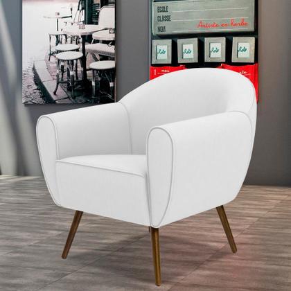 Imagem de Kit 02 Poltronas Decorativas com Pés Palito Nina Corano Branco C-12 - Lyam Decor