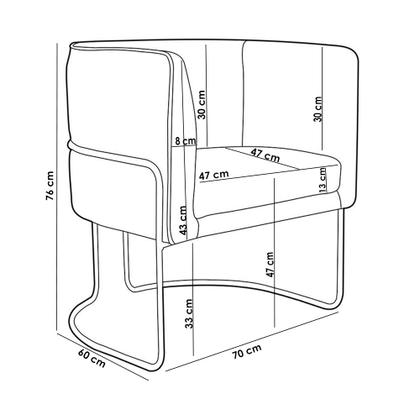 Imagem de Kit 02 Poltronas Decorativas Fixas Base De Aço Preto Betina D02 Material Sintético Branco C-12 - Lyam Decor