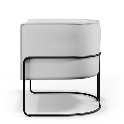 Imagem de Kit 02 Poltronas Decorativas Fixas Base De Aço Preto Betina D02 Material Sintético Branco C-12 - Lyam Decor