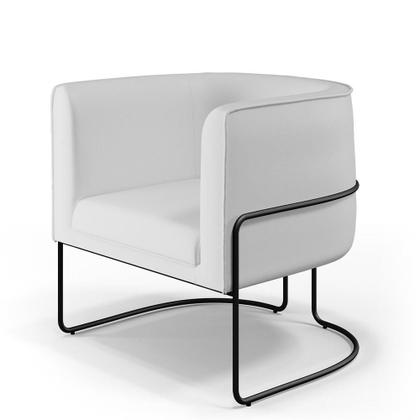 Imagem de Kit 02 Poltronas Decorativas Fixas Base De Aço Preto Betina D02 Material Sintético Branco C-12 - Lyam Decor