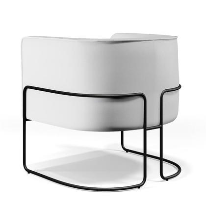 Imagem de Kit 02 Poltronas Decorativas Fixas Base De Aço Preto Betina D02 Material Sintético Branco C-12 - Lyam Decor