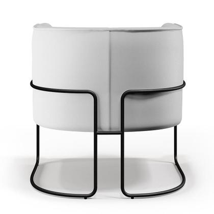 Imagem de Kit 02 Poltronas Decorativas Fixas Base De Aço Preto Betina D02 Material Sintético Branco C-12 - Lyam Decor