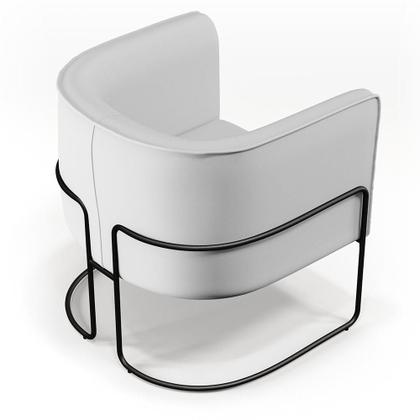 Imagem de Kit 02 Poltronas Decorativas Fixas Base De Aço Preto Betina D02 Material Sintético Branco C-12 - Lyam Decor