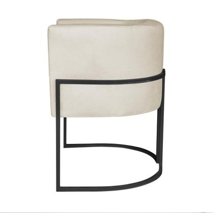 Imagem de Kit 02 Poltronas Decorativas Luna Base de Ferro Preto Linho Bege