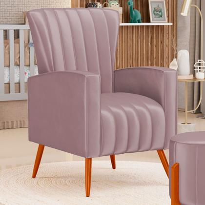 Imagem de Kit 02 Poltronas Decorativas Melody com Pés Palito Veludo Rosê - Desk Design