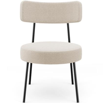 Imagem de Kit 02 Poltronas Decorativas Para Sala De Estar Base Fixa Londres L02 Bouclê Creme - Lyam