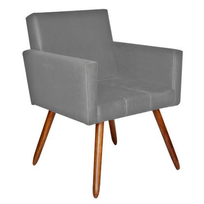 Imagem de Kit 02 Poltronas Decorativas Pés Palito Nina Matelasse Suede Cinza - DS Estofados