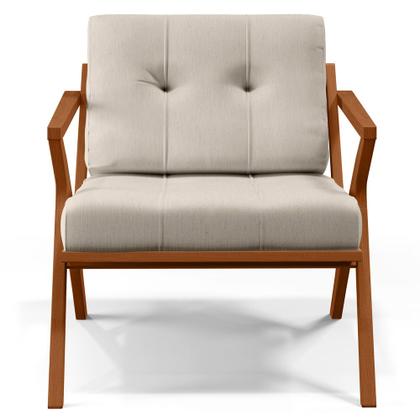 Imagem de Kit 02 Poltronas Decorativas Sala de Estar com Cintas de Corano Laís B04 Linho Cru - Lyam Decor