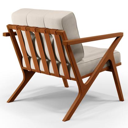 Imagem de Kit 02 Poltronas Decorativas Sala de Estar com Cintas de Corano Laís B04 Linho Cru - Lyam Decor