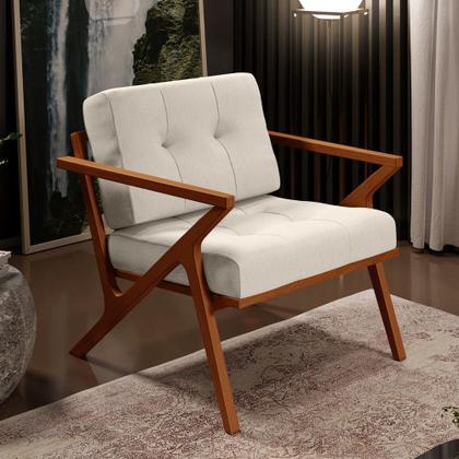 Imagem de Kit 02 Poltronas Decorativas Sala de Estar com Cintas de Corano Laís B04 Linho Cru - Lyam Decor