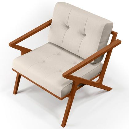 Imagem de Kit 02 Poltronas Decorativas Sala de Estar com Cintas de Corano Laís B04 Linho Cru - Lyam Decor