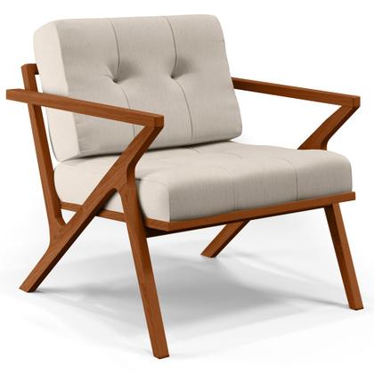 Imagem de Kit 02 Poltronas Decorativas Sala de Estar com Cintas de Corano Laís B04 Linho Cru - Lyam Decor