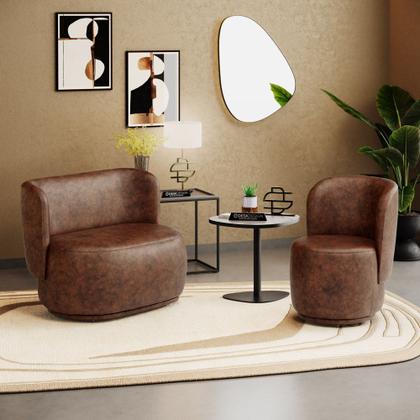 Imagem de Kit 02 Poltronas e 01 Namoradeira Orgânica Molly material sintético Whisky - Desk Design