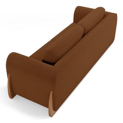 Imagem de Kit 02 Poltronas e 01 Sofá Bloom 160cm 02 Lugares com Pés de Madeira Bouclê Terracota - Desk Design