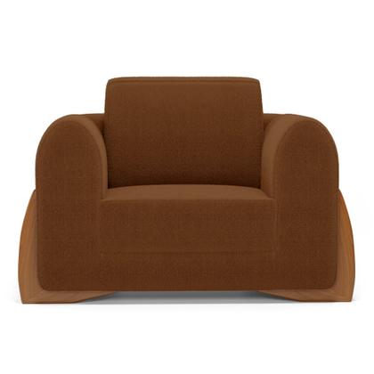 Imagem de Kit 02 Poltronas e 01 Sofá Bloom 160cm 02 Lugares com Pés de Madeira Bouclê Terracota - Desk Design