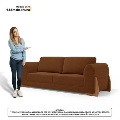 Imagem de Kit 02 Poltronas e 01 Sofá Bloom 160cm 02 Lugares com Pés de Madeira Bouclê Terracota - Desk Design