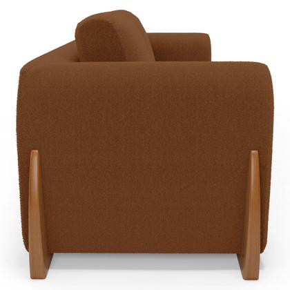 Imagem de Kit 02 Poltronas e 01 Sofá Bloom 200cm 03 Lugares com Pés de Madeira Bouclê Terracota - Desk Design