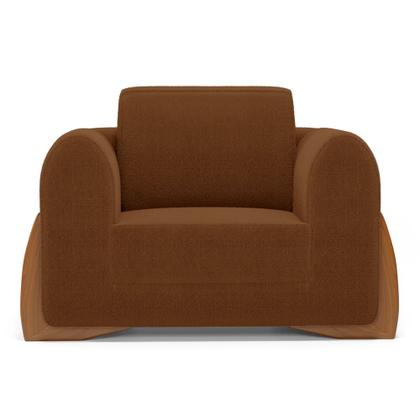 Imagem de Kit 02 Poltronas e 01 Sofá Bloom 200cm 03 Lugares com Pés de Madeira Bouclê Terracota - Desk Design