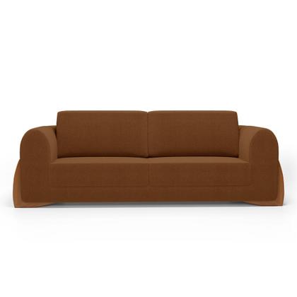 Imagem de Kit 02 Poltronas e 01 Sofá Bloom 200cm 03 Lugares com Pés de Madeira Bouclê Terracota - Desk Design