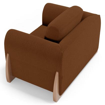 Imagem de Kit 02 Poltronas e 01 Sofá Bloom 200cm 03 Lugares com Pés de Madeira Bouclê Terracota - Desk Design