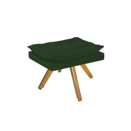 Imagem de Kit 02 Poltronas e Puff Fenzzi Base Giratória de Madeira Suede Verde - DAMAFFÊ MÓVEIS