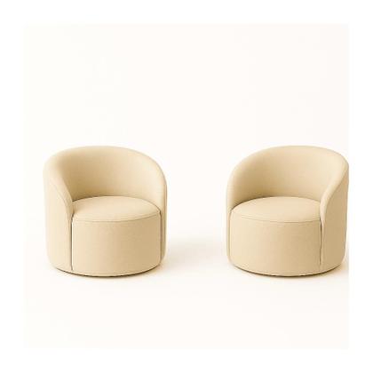 Imagem de Kit 02 Poltronas Gaia +Sofá + Puff Living Decorativo Curvo Orgânico Boucle Bege - Montanaris Decor