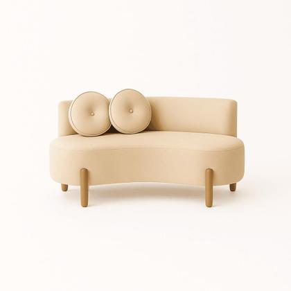 Imagem de Kit 02 Poltronas Gaia +Sofá + Puff Living Decorativo Curvo Orgânico Boucle Bege - Montanaris Decor