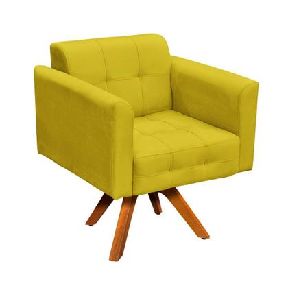 Imagem de Kit 02 Poltronas Giratória Elisa e 01 Puff Suede Base Madeira MM30 D'Rossi