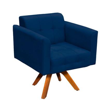 Imagem de Kit 02 Poltronas Giratória Elisa e 01 Puff Suede Base Madeira MM30 D'Rossi