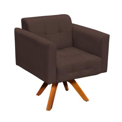 Imagem de Kit 02 Poltronas Giratória Elisa e 01 Puff Suede Base Madeira MM30 D'Rossi