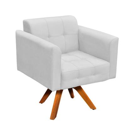 Imagem de Kit 02 Poltronas Giratória Elisa e 01 Puff Suede Base Madeira MM30 D'Rossi