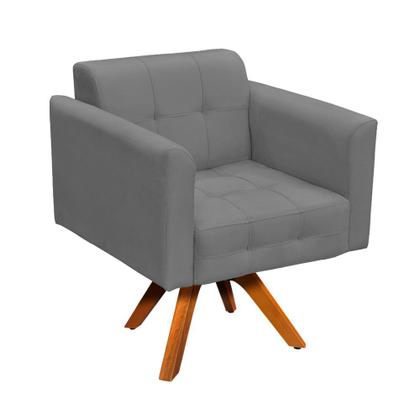 Imagem de Kit 02 Poltronas Giratória Elisa e 01 Puff Suede Base Madeira MM30 D'Rossi