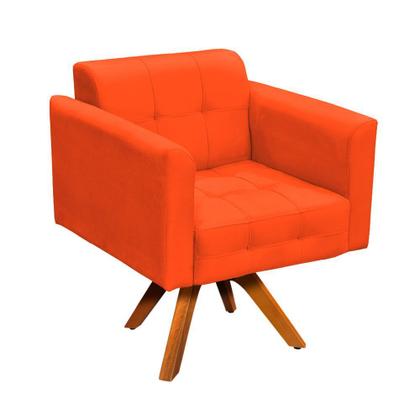 Imagem de Kit 02 Poltronas Giratória Elisa e 01 Puff Suede Base Madeira MM30 D'Rossi