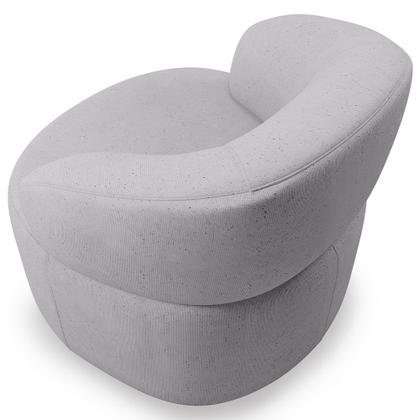 Imagem de Kit 02 Poltronas Giratória Orgânica Para Sala de Estar Living Helena L02 Linho Cinza - Lyam Decor