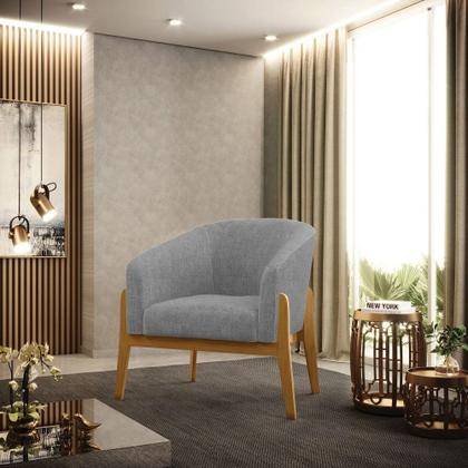 Imagem de Kit 02 Poltronas Grafite A26 Base Madeira Castanho