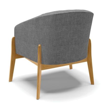 Imagem de Kit 02 Poltronas Grafite A26 Base Madeira Castanho