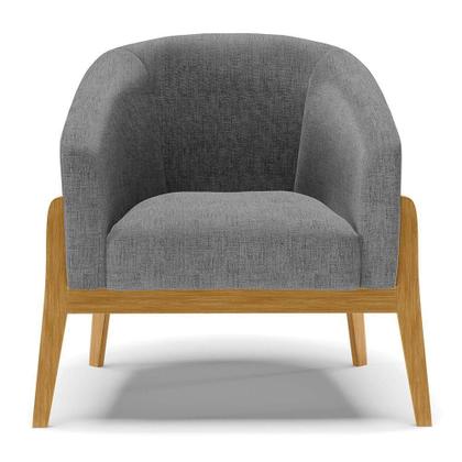 Imagem de Kit 02 Poltronas Grafite A26 Base Madeira Castanho