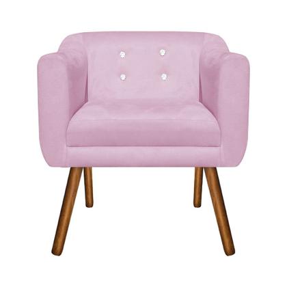 Imagem de Kit 02 Poltronas Julia Suede com Strass Pés Palito Castanho D'Rossi